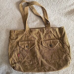Levi's Jeans By Yak Pak Brown Corduroy Purse Tote Bag Red Tag 90s Y2K Vibes